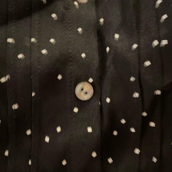 J Jill Size S Button Front Black White Confetti Print Blouse Long Sleeved - Picture 3 of 6